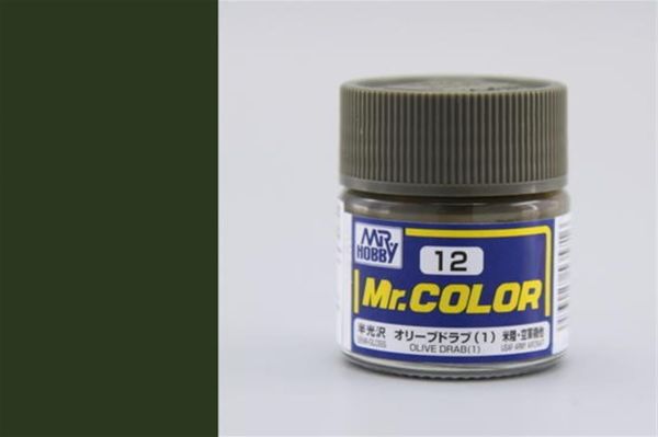 Mr.Hobby C-012 10 ml. Olive Drab (1), Mr.Color Serisi Model Boyası