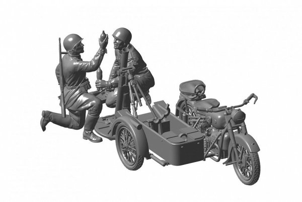 1/35 Sov.Motorcycle M-72 w/mortar