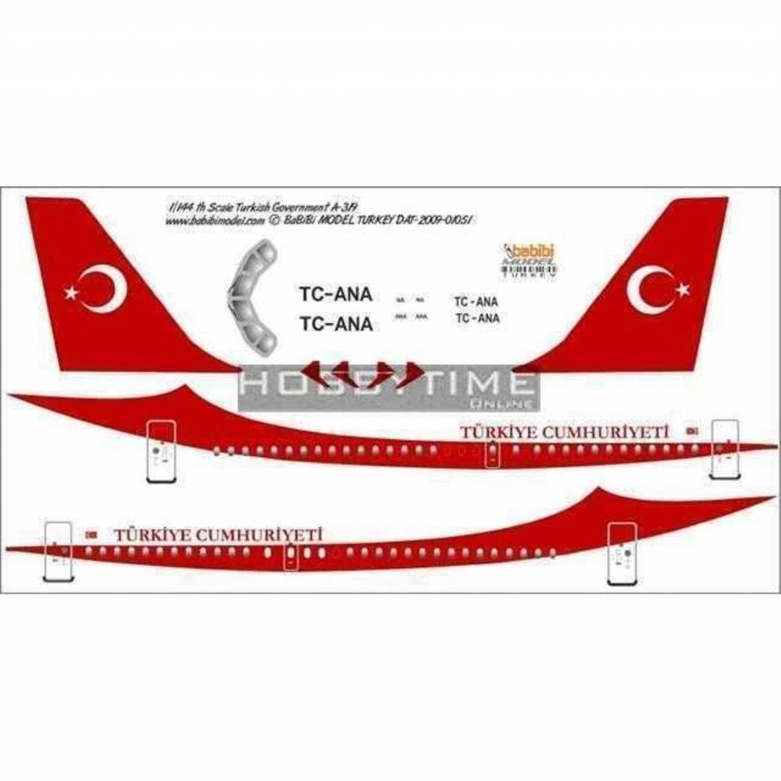 Babibi DAT01051 1/144 Ölçek, TC Ana, Airbus A319, Resmi Uçak, Dekal Çıkartma