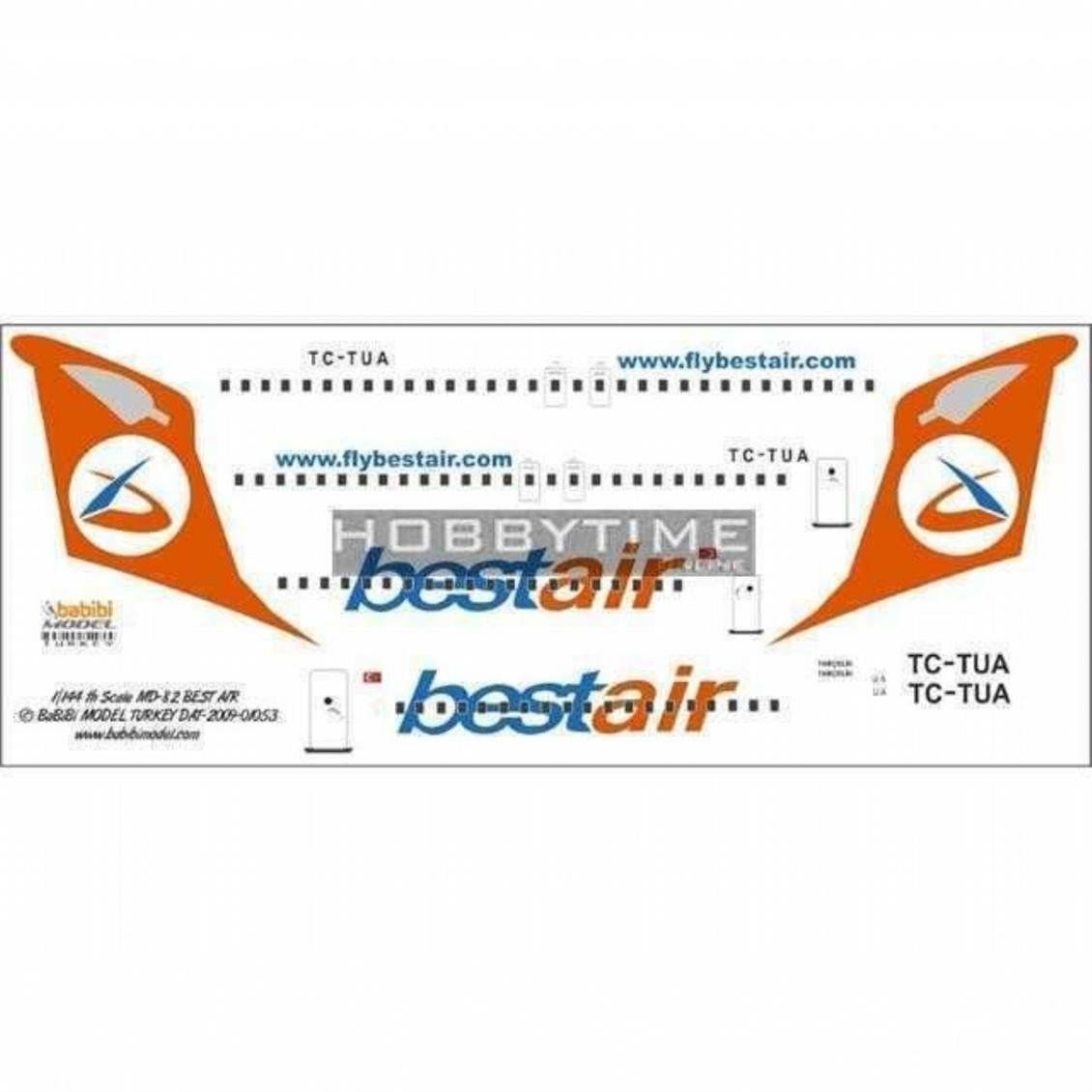 Babibi DAT01053 1/144 Ölçek, Best Air, MD-82, Dekal Çıkartma