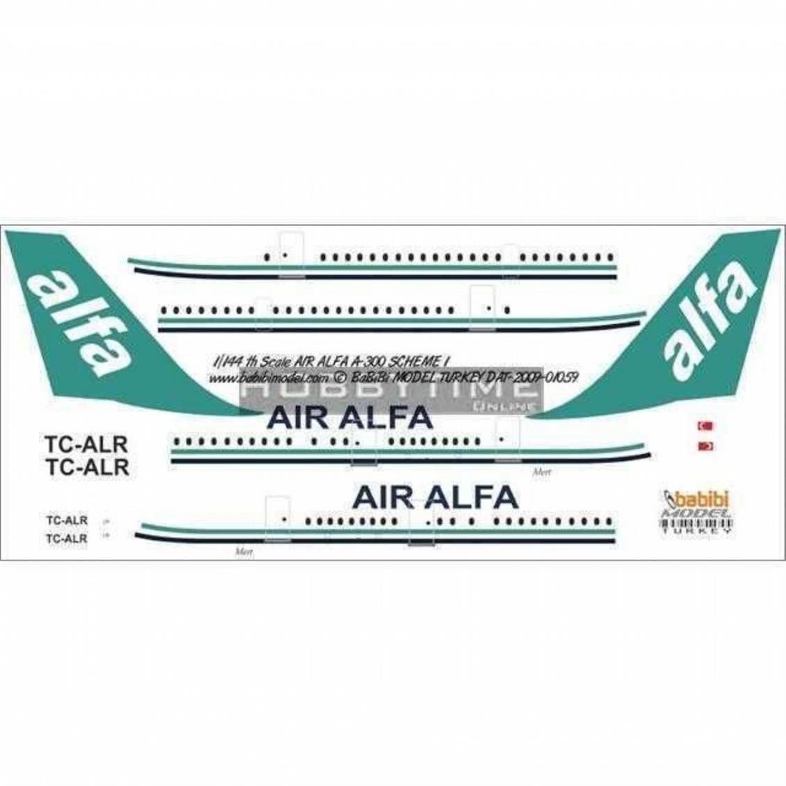 Babibi DAT01059 1/144 Ölçek, Air Alfa, Airbus A300, Şema-1, Dekal Çıkartma