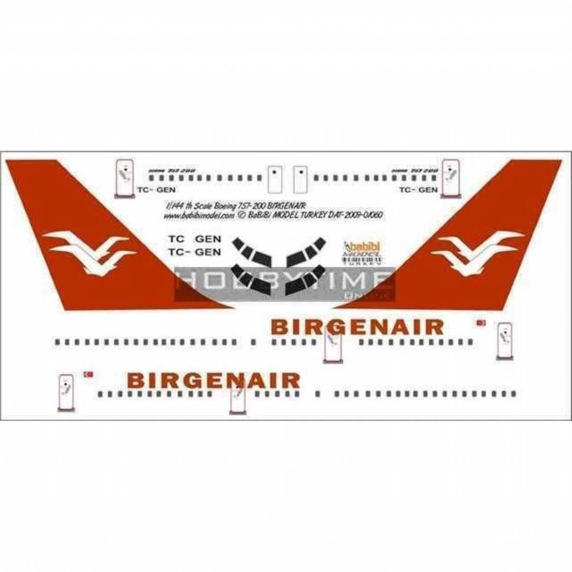 Babibi DAT01060 1/144 Ölçek, Birgen Air, Boeing 757-200, Dekal Çıkartma