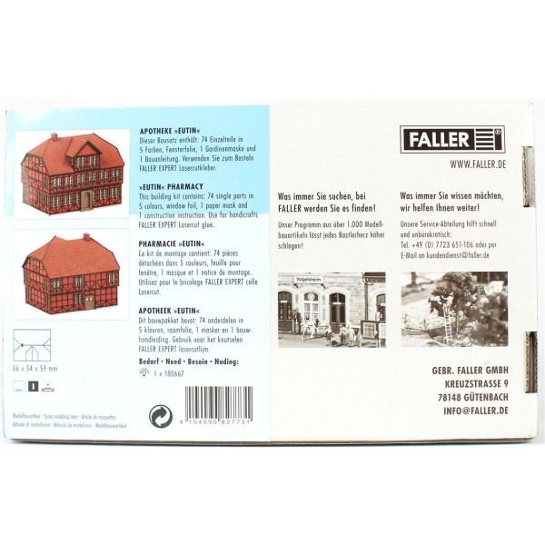 Faller 282773 1/220 Ölçek, Eutin Ecza Binası, Plastik Model Kiti