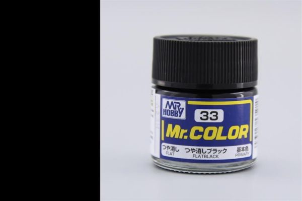 Mr.Hobby C-033 10 ml. Flat Black, Mr.Color Serisi Model Boyası