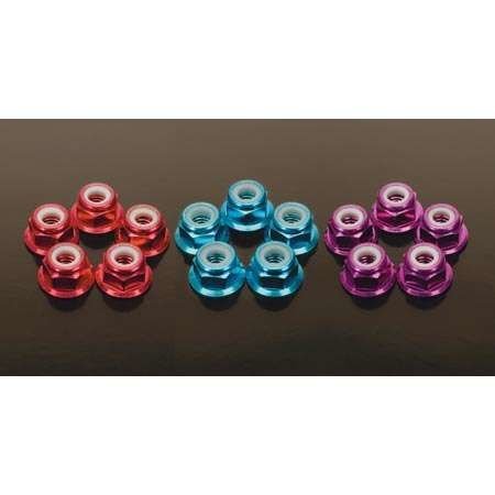 M4 Aluminum Flange Lock Nuts (Mor) (3 adet)