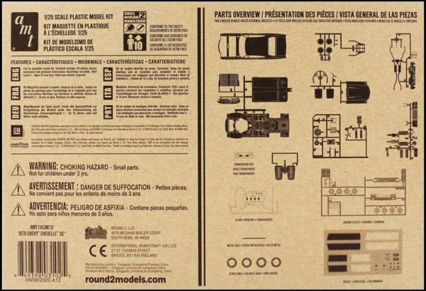 AMT 1143M 1/25 Ölçek, 1970 Chevy Chevelle SS Araba, Plastik Model kiti