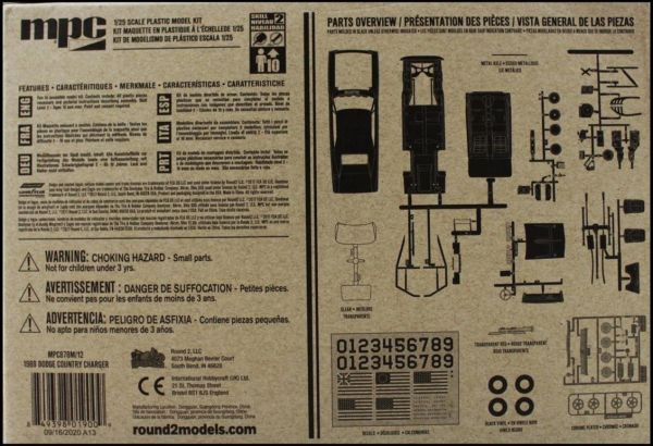 MPC 878M 1/25 Ölçek, 1969 Dodge Country Charger R/T Araba, Plastik Model kiti