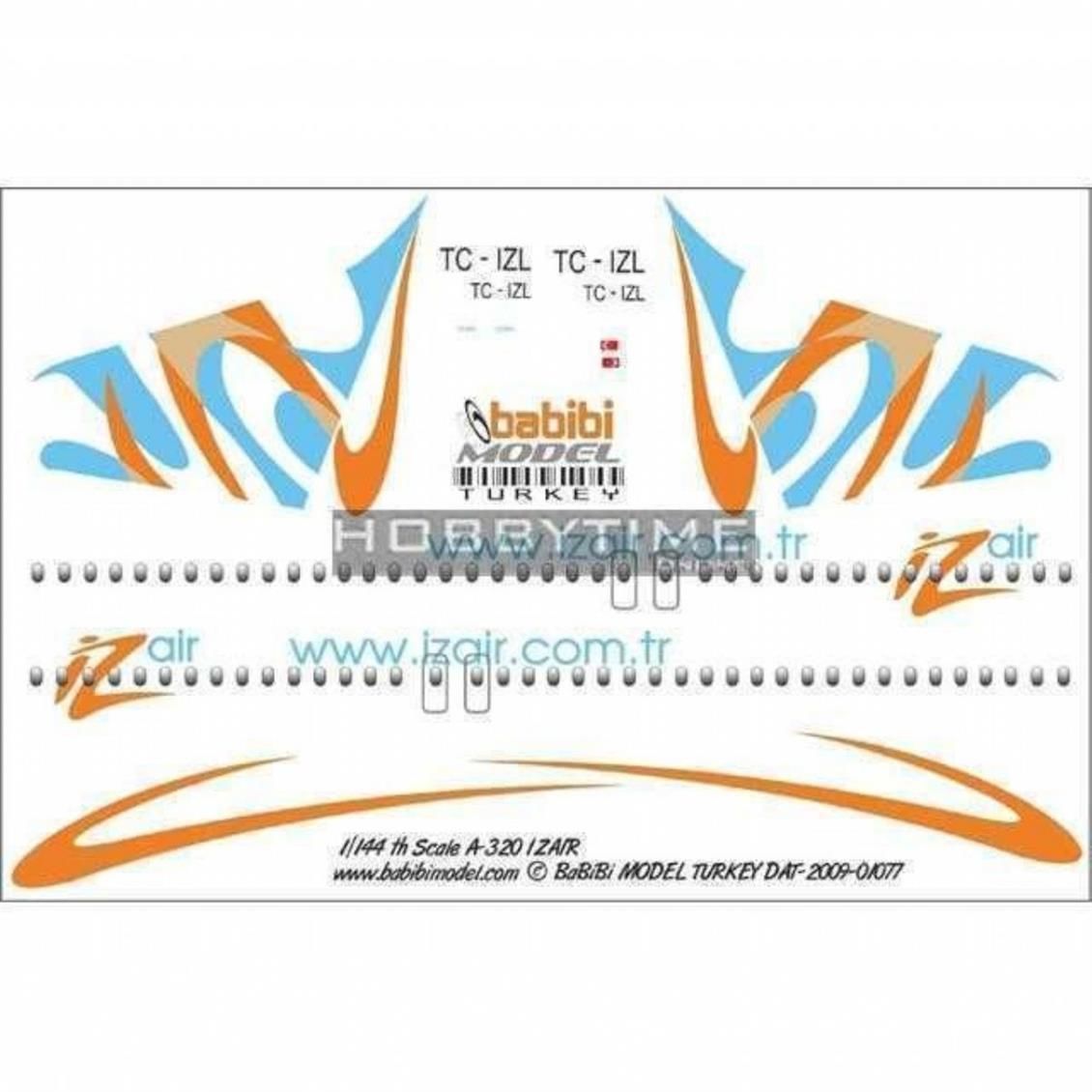 Babibi DAT01077 1/144 Ölçek, Iz Air, Airbus A320, Dekal Çıkartma