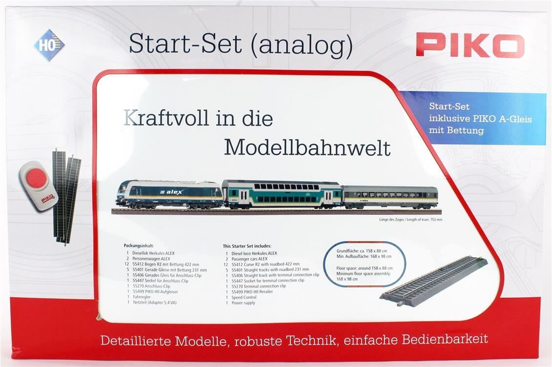 Piko 57139 1/87 Ölçek, Alex Hercules Dizel Lokomotif, 2xYolcu Vagonu, Yataklı Raylar, Güç Kaynağı, 158X88 cm.  Model Tren Başla