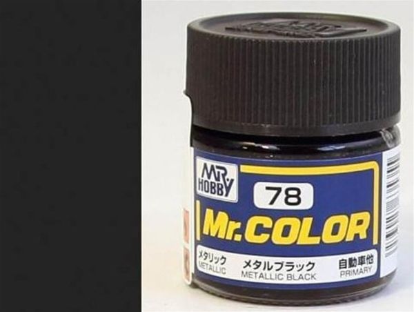 Mr.Hobby C-078 10 ml. Metal Black, Mr.Color Serisi Model Boyası