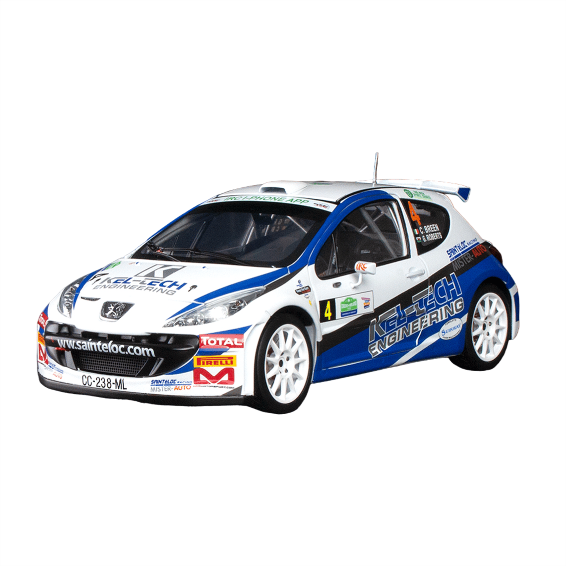 Sunstar 5438 1/18 Ölçek, Peugeot 207 S2000, C.Breen/G.Roberts, Circuit of Ireland 2012, Sergilemeye Hazır Metal Araba Modeli