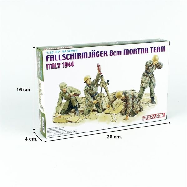 Dragon 6215 1/35 Ölçek, Alman Paraşütcüler (8cm Mortar Team) Figürleri Plastik Model Kiti