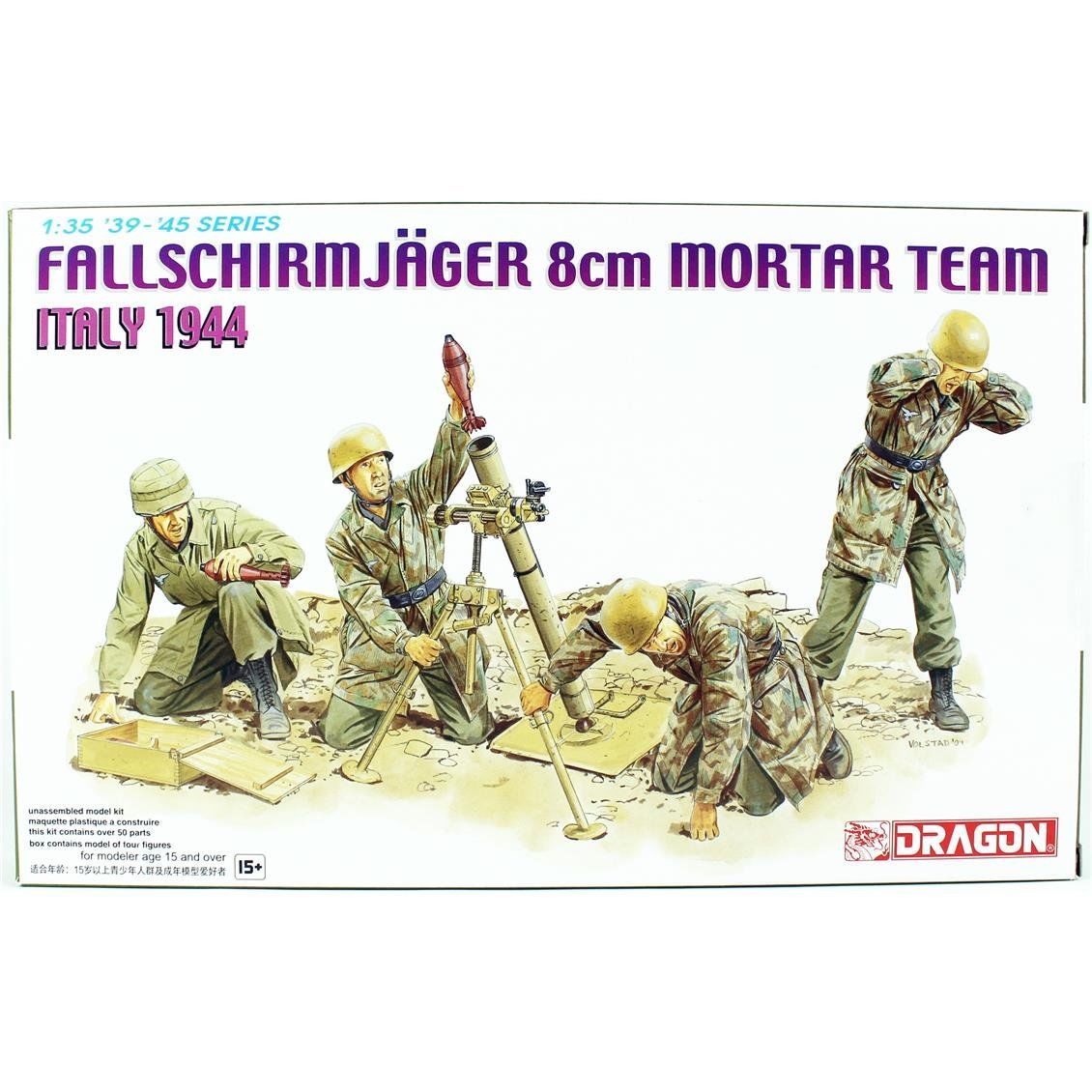 Dragon 6215 1/35 Ölçek, Alman Paraşütcüler (8cm Mortar Team) Figürleri Plastik Model Kiti