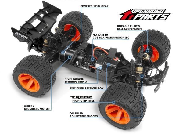 QUANTUM XT 80A 1/10 FLUX BLUE BRUSHLESS STADIUM TRUCK