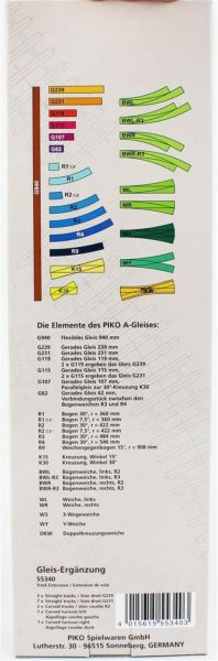 Piko 55340 1/87 Ölçek, Set E, 182x95 cm, 14 Parça, Model Tren Ray Seti