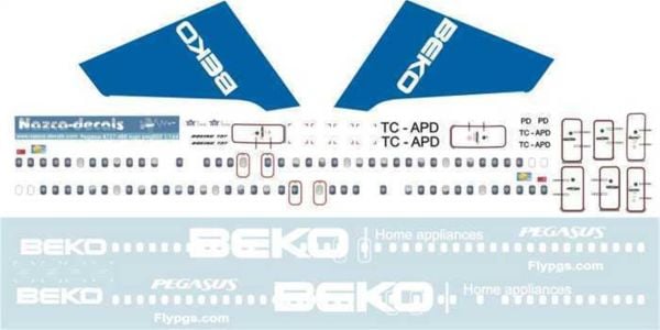 Nazca Decals Peg003 1/144 Ölçek, Pegasus B737-400 Classic -Beko Logo