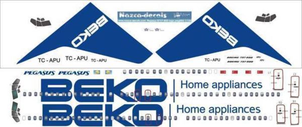 Nazca Decals Peg004 1/144 Ölçek, Pegasus B737-800 Logo