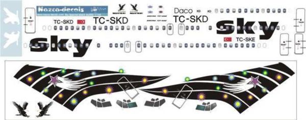 Nazca Decals Sky003 1/144 Ölçek, Sky B737-400 Black Eagle