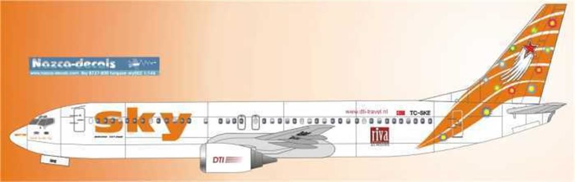 Nazca Decals Sky004 1/144 Ölçek, Sky B737-400 Orange