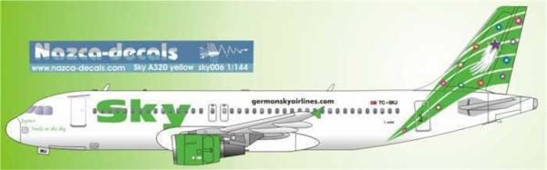 Nazca Decals Sky007 1/144 Ölçek, Sky A320 Green