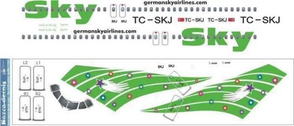 Nazca Decals Sky007 1/144 Ölçek, Sky A320 Green