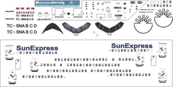 Nazca Decals Sux001 1/144 Ölçek, Sunexpress B757-200