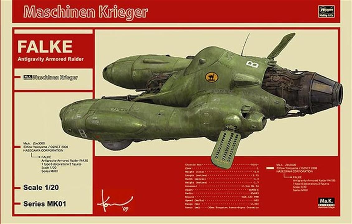 Hasegawa MK01 64001 1/20 Ölçek, Antigravity Armored Raider, Bilim Kurgu, Plastik Model kiti