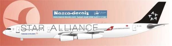 Nazca Decals Tur011 1/144 Ölçek, Turkish Airlines A340-300 Starallianc