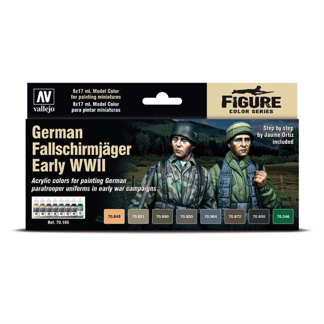 Vallejo 70185 8x17 ml. German Fallschirmjäger Early WWII, by Jaume Ortiz, Model Color Serisi Model Boyası Seti