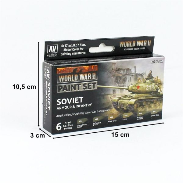 Vallejo 70202 6x17 ml. Soviet Armour & Infantry , Model Color Serisi Model Boyası Seti