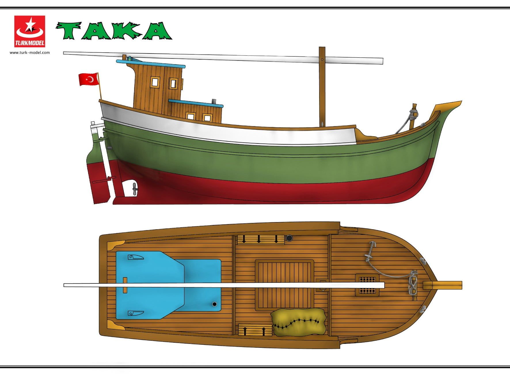 1/35 TAKA '' Black Sea Fishing Boat '' - 38,2 cm