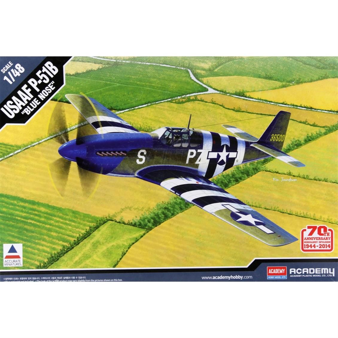 Academy 12303 1/48 Ölçek, P-51B Normandiya Çıkartması 70. Yıl Savaş Uçağı, Plastik Model kiti