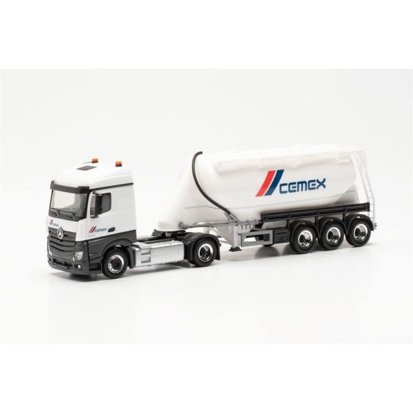 Herpa 315975 1/87 Ölçek, Mercedes-Benz Actros, Çimento Silo Dorseli TIR (Cemex), Sergilemeye Hazır Model Araç