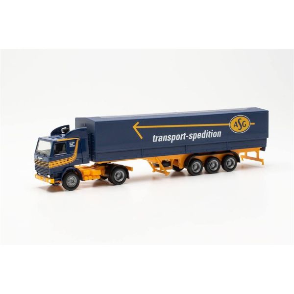 Herpa 315272 1/87 Ölçek, Scania 142, Brandalı Dorseli TIR (ASG), Sergilemeye Hazır Model Araç