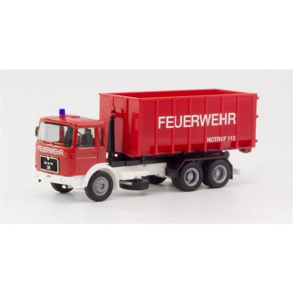 Herpa 310963 1/87 Ölçek, MAN F8 İtfaiye Konteyner Kamyonu, Sergilemeye Hazır Model Araç