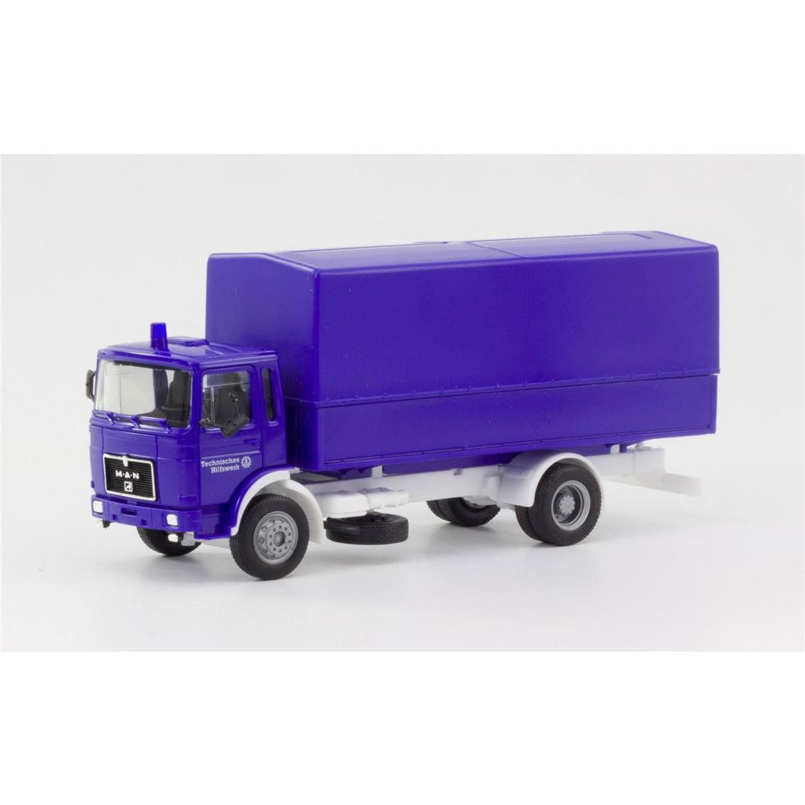 Herpa 310925 1/87 Ölçek, MAN F8 Planen-LKW (THW) Kamyon, Sergilemeye Hazır Model Araç