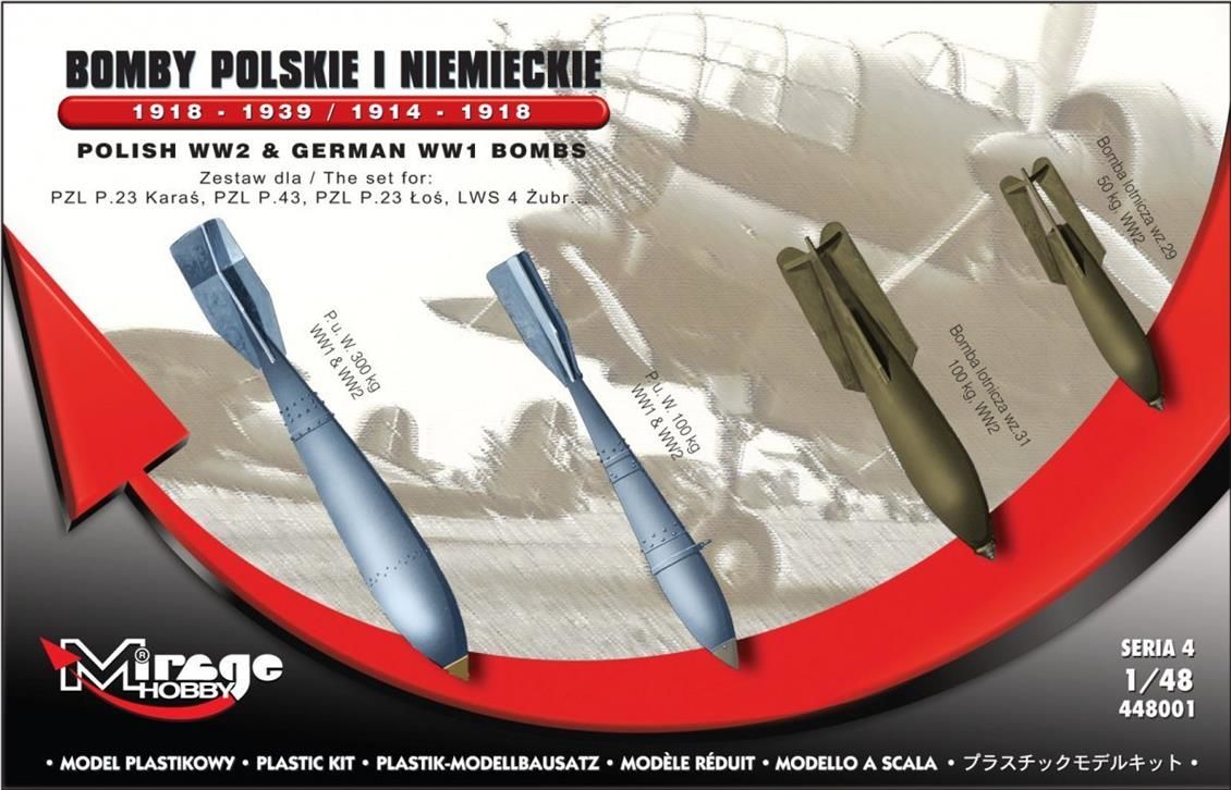 Mirage 448001 1/48 Ölçek, Polish Ww2 And German WW1 Bombs 1918 1, Plastik Model kiti