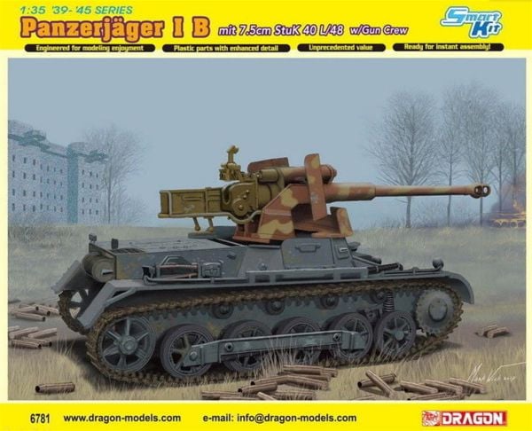 Dragon 6781 1/35 Ölçek, Panzerjager I B Tank (with StuK 40 L/48) Plastik Model Kiti