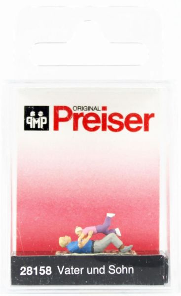 Preiser 28158 1/87 Ölçek, Baba ve Oğlu, Boyanmış Plastik Figürleri