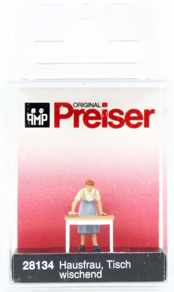 Preiser 28134 1/87 Ölçek, Masayı Silen Ev Hanımı, Boyanmış Plastik Figürü