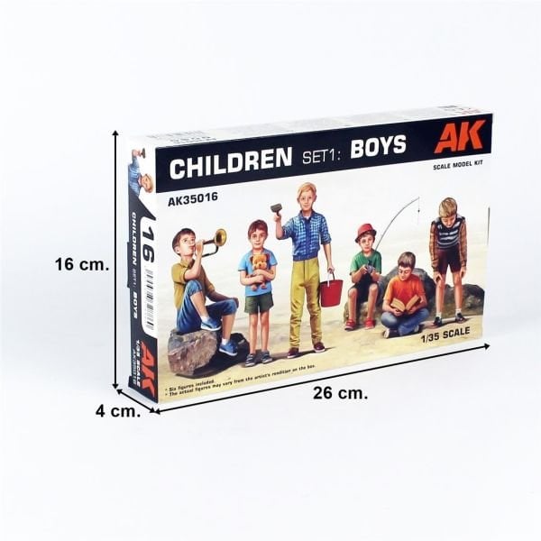 AK Interactive 35016 1/35 Ölçek, 6 Adet Çocuk Figürleri, Plastik Figür Kiti