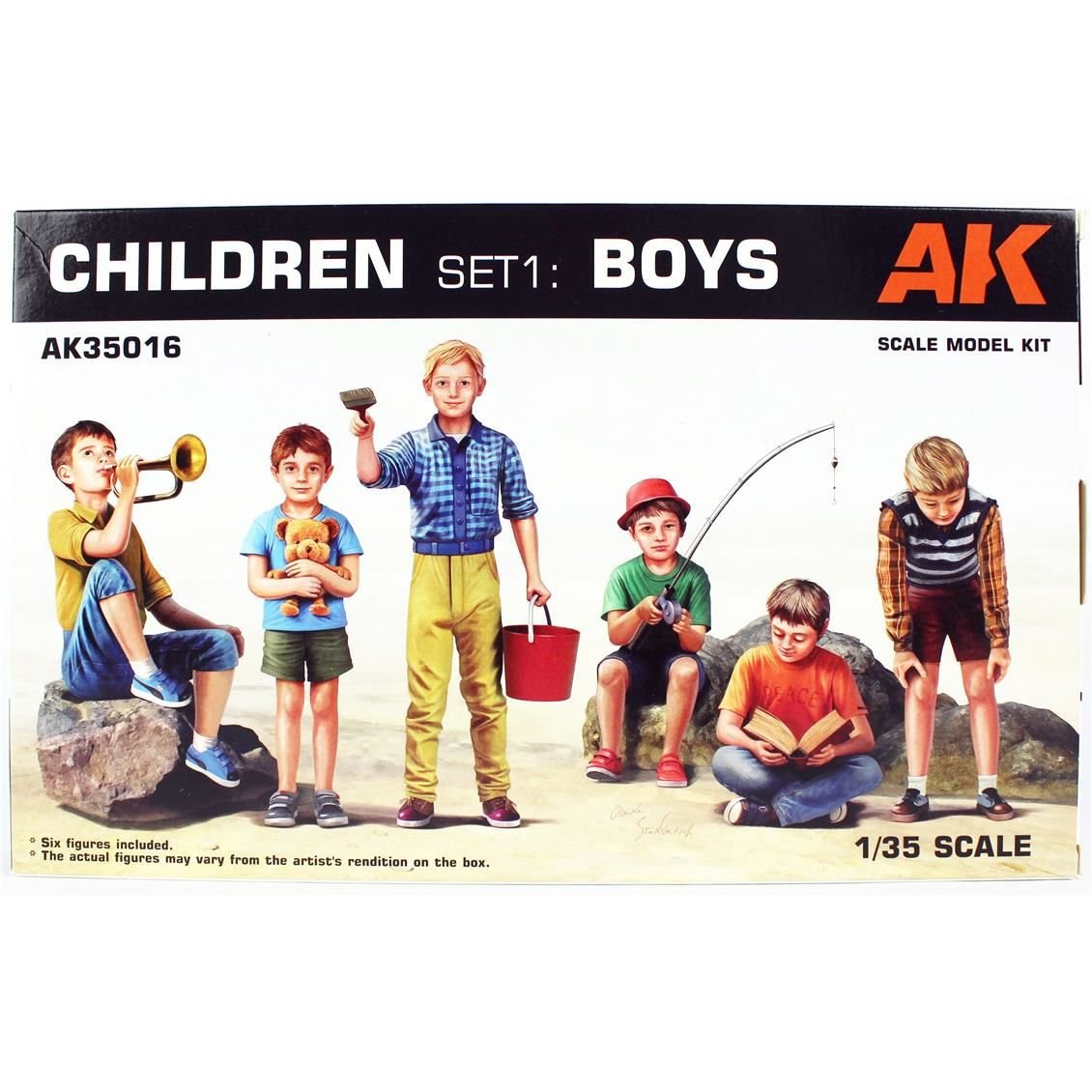 AK Interactive 35016 1/35 Ölçek, 6 Adet Çocuk Figürleri, Plastik Figür Kiti