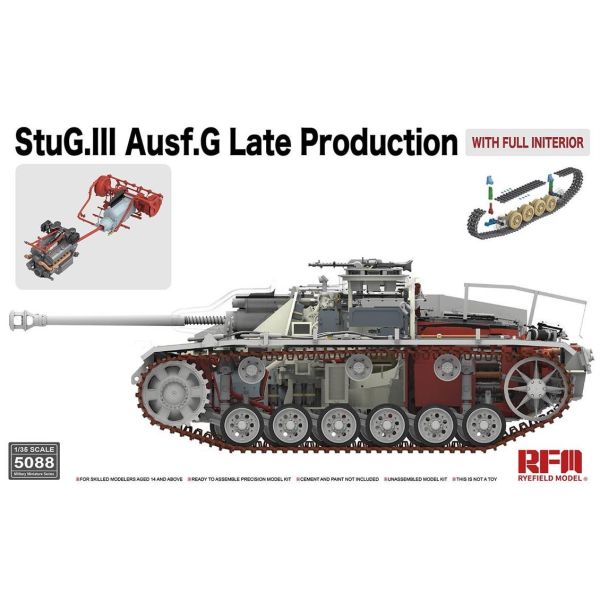 RFM 5088 1/35 Ölçek, StuG.III Ausf.G, Geç Dönem Tankı, İç Detaylı, Plastik Model kiti