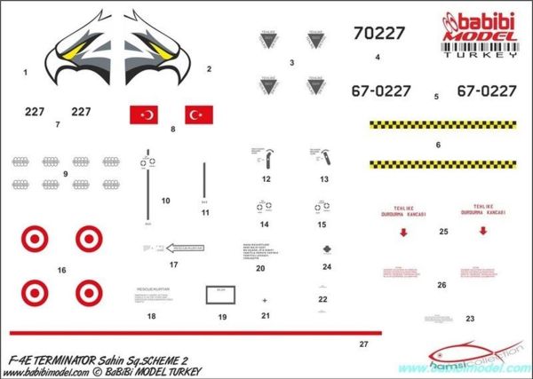 Babibi DBT01116 1/72 Ölçek, F-4, Şahin Son 72, Dekal Çıkartma