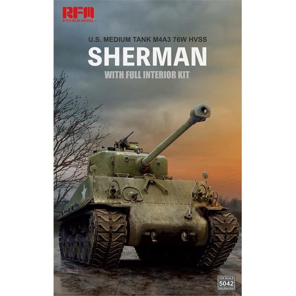 RFM 5042 1/35 Ölçek, M4A3 76W HVSS Sherman Tankı, İç Detaylı, Plastik Model kiti