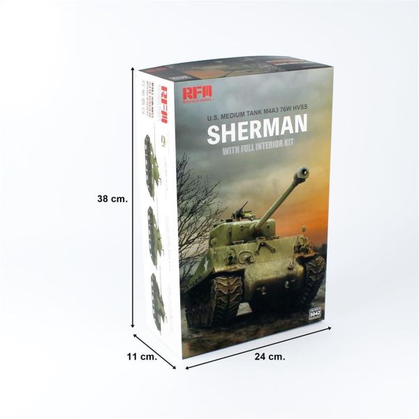 RFM 5042 1/35 Ölçek, M4A3 76W HVSS Sherman Tankı, İç Detaylı, Plastik Model kiti