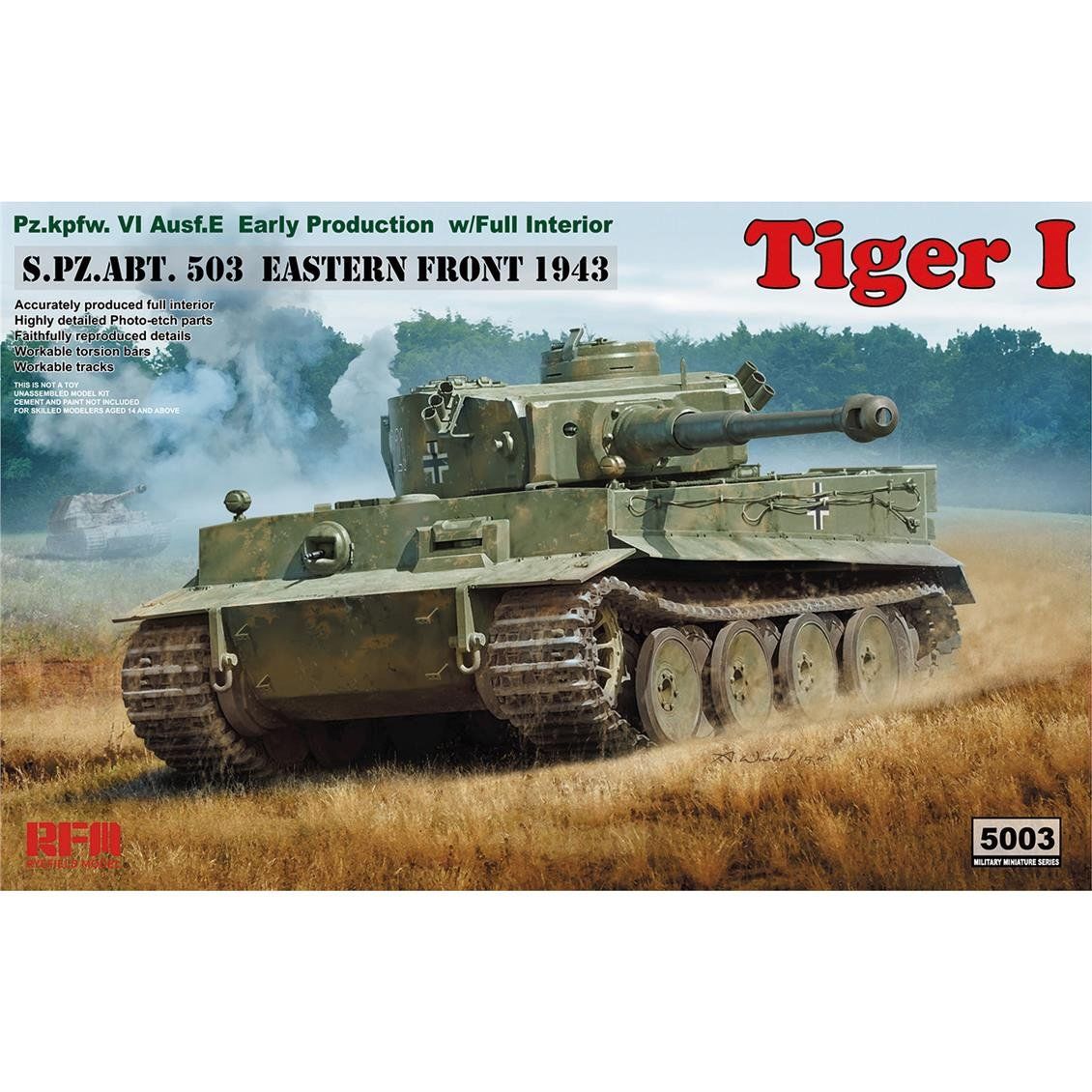 RFM 5003 1/35 Ölçek, Tiger I Erken Dönem Tankı, İç Detaylı, Plastik Model kiti