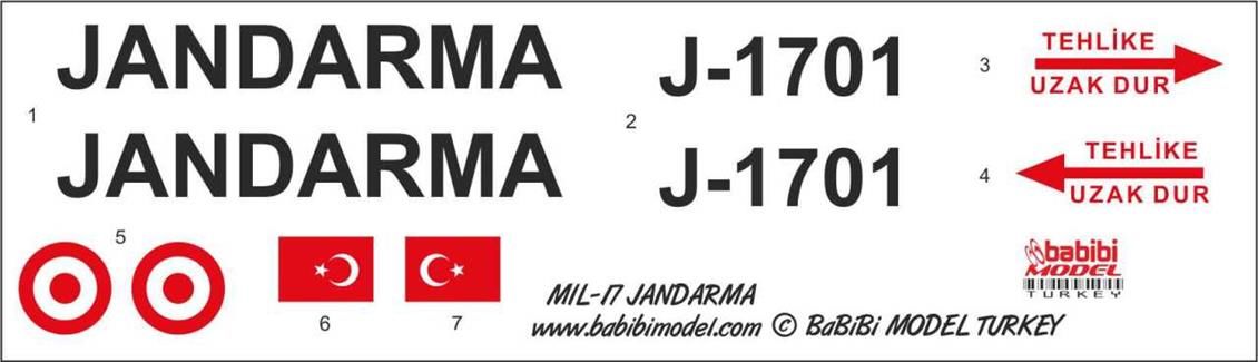 Babibi DBT01227 1/48 Ölçek, MİL-17, Jandarma, Dekal Çıkartma