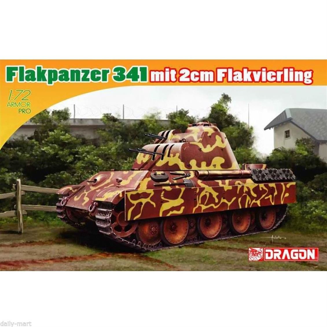 Dragon 7487 1/72 Ölçek, 2cm Uçaksavar (Flakpanzer 341) Tankı Plastik Model Kiti