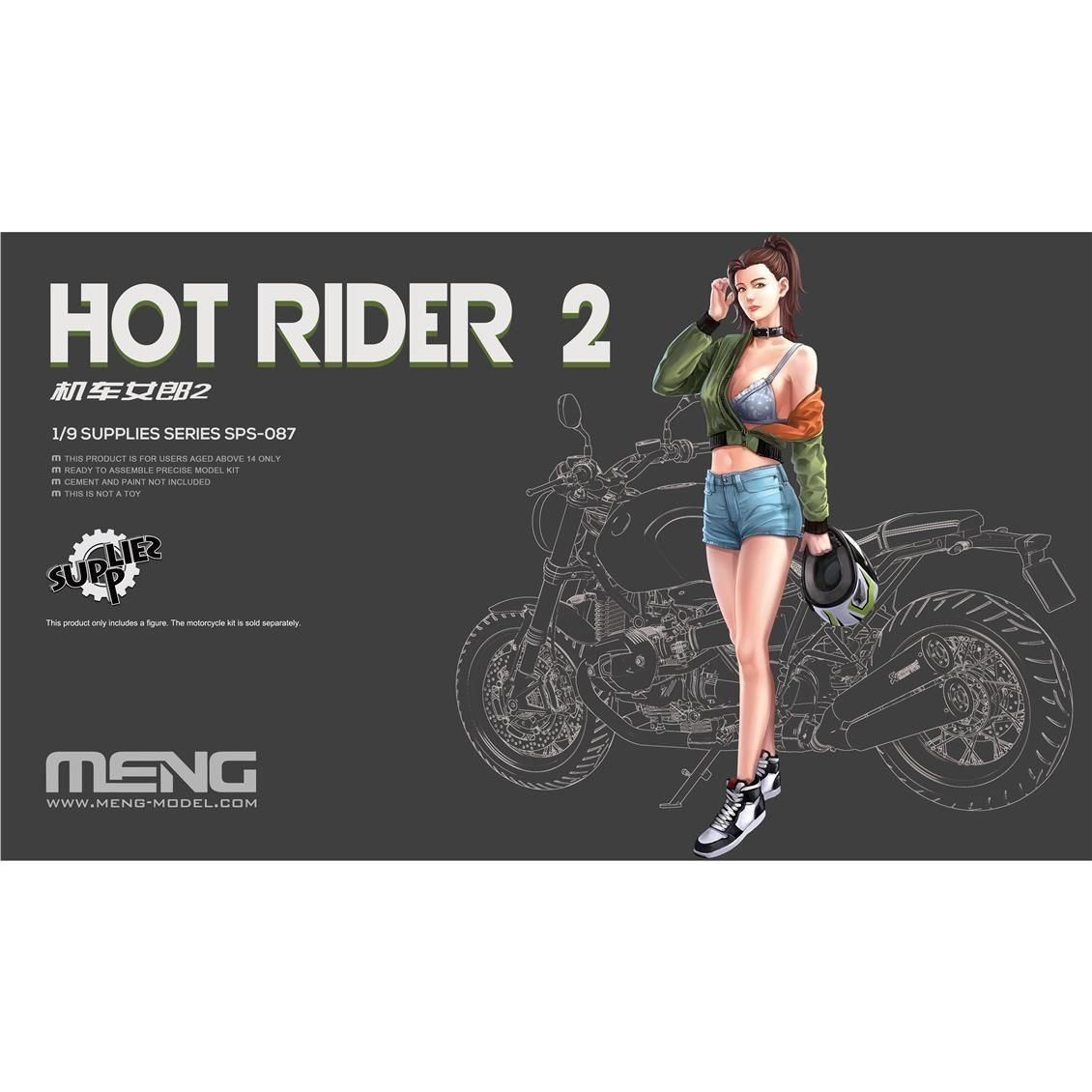 Meng SPS-087 1/9 Ölçek, RESIN Motorsiklet Yarışcısı Kız Figürü